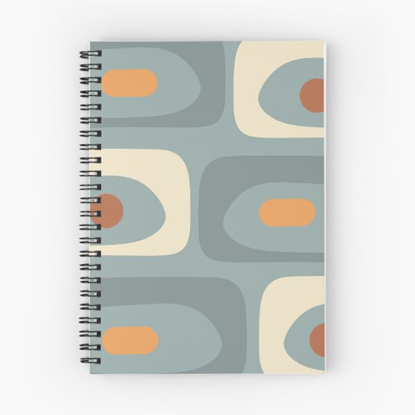 Artikelvorschau, Mid-Century Modern Piquet Minimalistisches abstraktes Muster Schiefer Blau Orange Rost Creme entworfen und verkauft von kierkegaard.