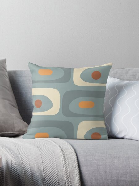 Item preview, Mid-Century Modern Piquet Minimalist Abstract Pattern Slate Blue Orange Rust Cream designed and sold by kierkegaard.