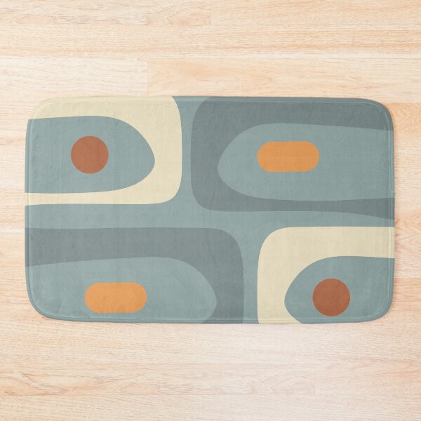 Item preview, Mid-Century Modern Piquet Minimalist Abstract Pattern Slate Blue Orange Rust Cream designed and sold by kierkegaard.