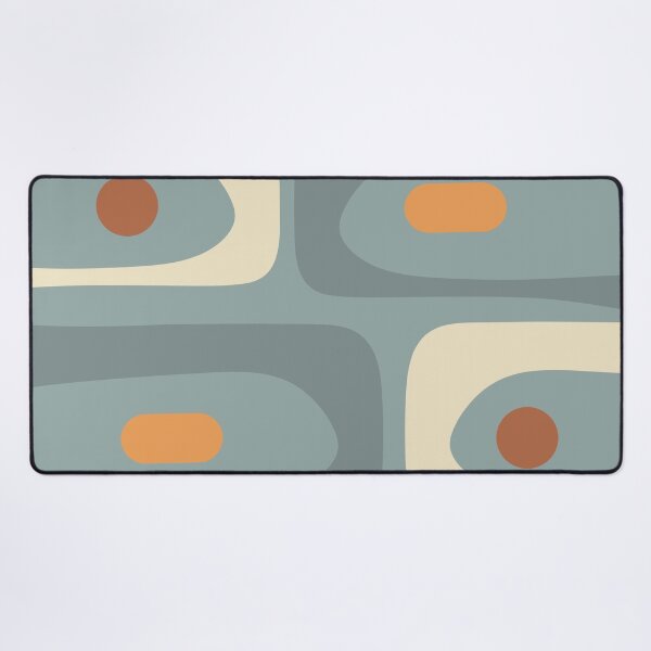 Item preview, Mid-Century Modern Piquet Minimalist Abstract Pattern Slate Blue Orange Rust Cream designed and sold by kierkegaard.