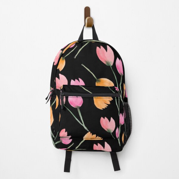 Item preview, Watercolor Orange and Pink Flowers. Wild Flowers Seamless Pattern on Black Background designed and sold by silviaol.
