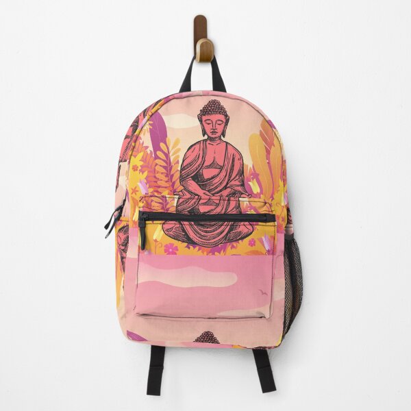 Item preview, Vibrant Pink and Yellow Mountain Buddha Graphic designed and sold by WonderfulHumans.