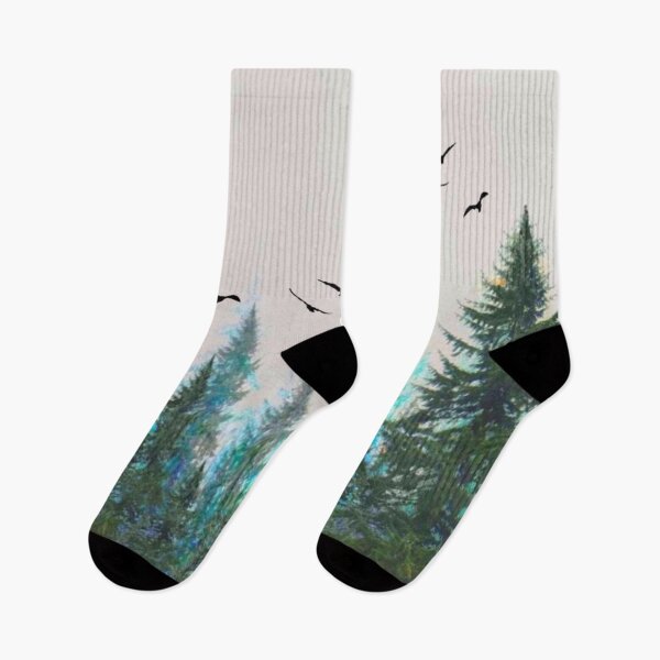 Item preview, SCENIC GREEN PINES FOREST FLYING BIRDS NATURE ART designed and sold by sharlesart.