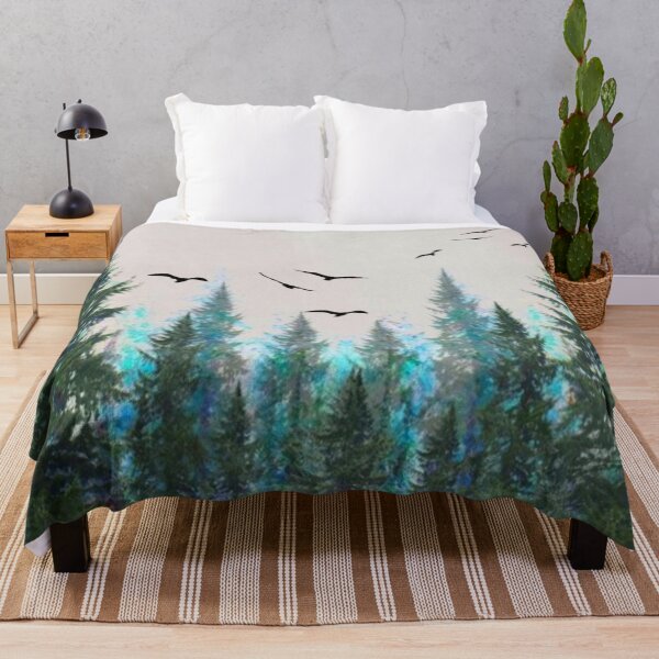 Item preview, SCENIC GREEN PINES FOREST FLYING BIRDS NATURE ART designed and sold by sharlesart.