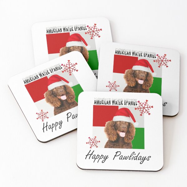 Item preview, Happy Pawlidays – Christmas American Water Spaniel Dog Design w/ Santa Hat designed and sold by platinumblks.