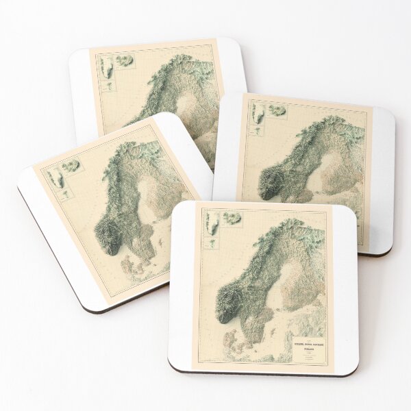 Item preview, 1888 Scandinavia Relief Map 3D digitally-rendered designed and sold by ThinkAboutMaps.