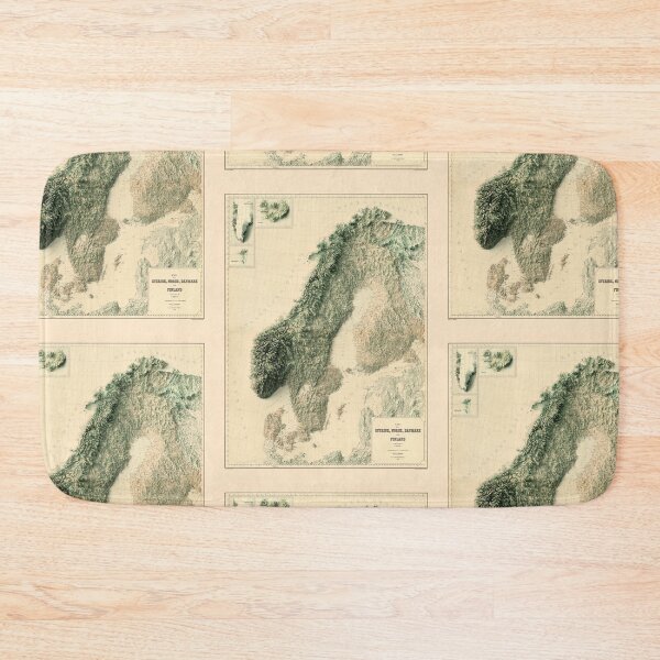 Item preview, 1888 Scandinavia Relief Map 3D digitally-rendered designed and sold by ThinkAboutMaps.
