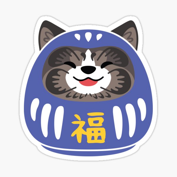 Artikel-Vorschau von Inu Daruma - Gestromt mit blauem Akzent, designt und verkauft von KaijuKennels.
