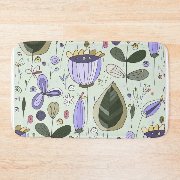 Item preview, Beautiful Abstract Hand Drawn Purple Flowers and Green Leaves. Wildflowers and Leaves designed and sold by silviaol.