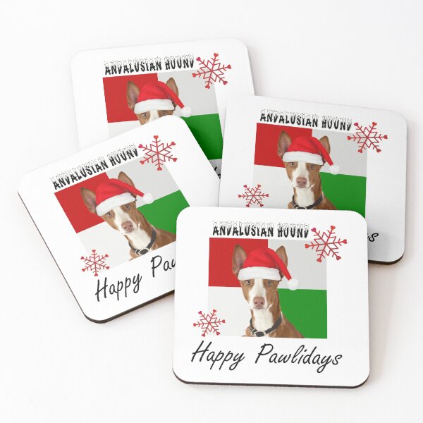 Item preview, Happy Pawlidays – Christmas Andalusian Hound Dog Design w/ Santa Hat designed and sold by platinumblks.