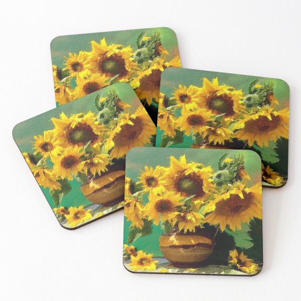 Item preview, Yellow Sunflowers in Vase Impressionist Style designed and sold by artBeatandSoul.