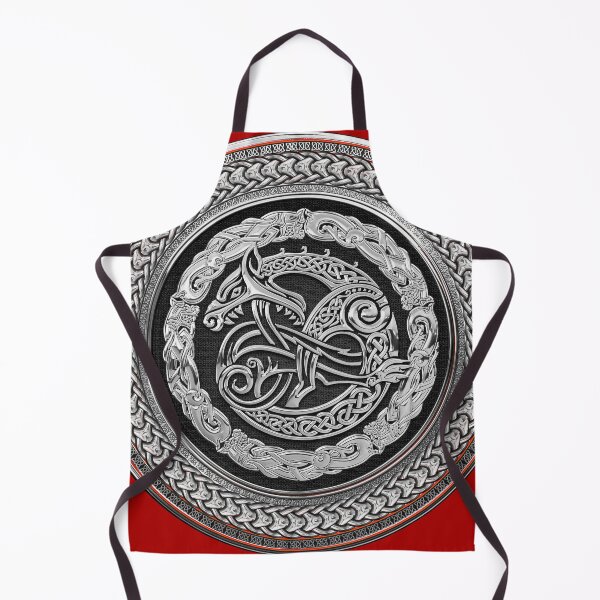 Item preview,  Viking Protection Talisman - Norse Dragon in Silver on Black over Red Leather  designed and sold by Serge Averbukh Art Studio.