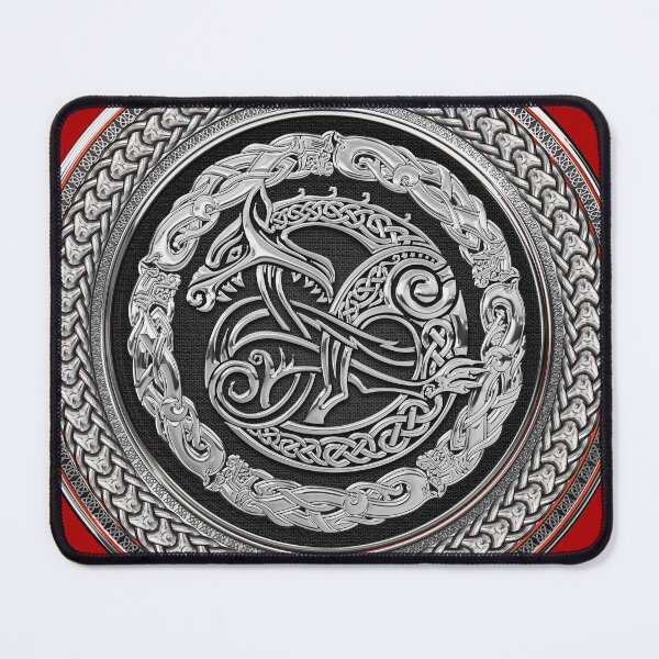 Item preview, Viking Protection Talisman - Norse Dragon in Silver on Black over Red Leather designed and sold by Serge Averbukh Art Studio.