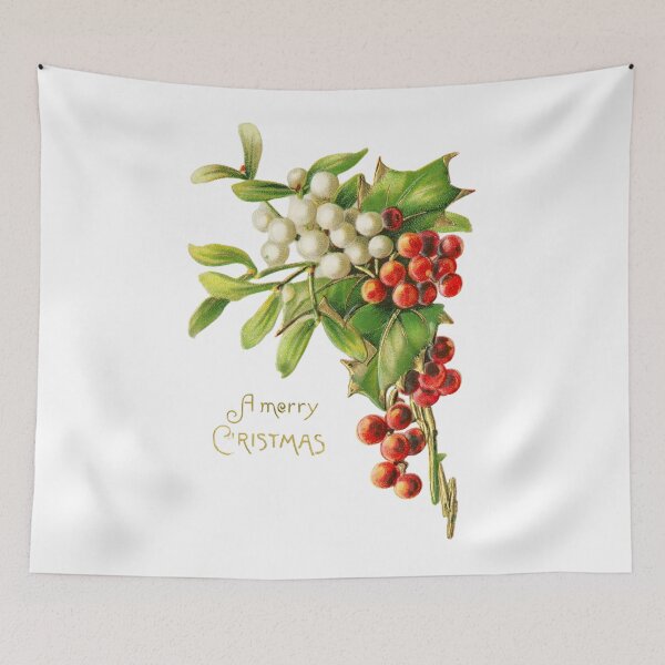 Item preview, A Merry Christmas. Vintage Holly and Mistletoe (ca. Early 1900s) designed and sold by IMPHives.