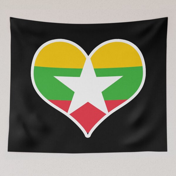 Item preview, Myanmar Flag Heart designed and sold by PKHalford.