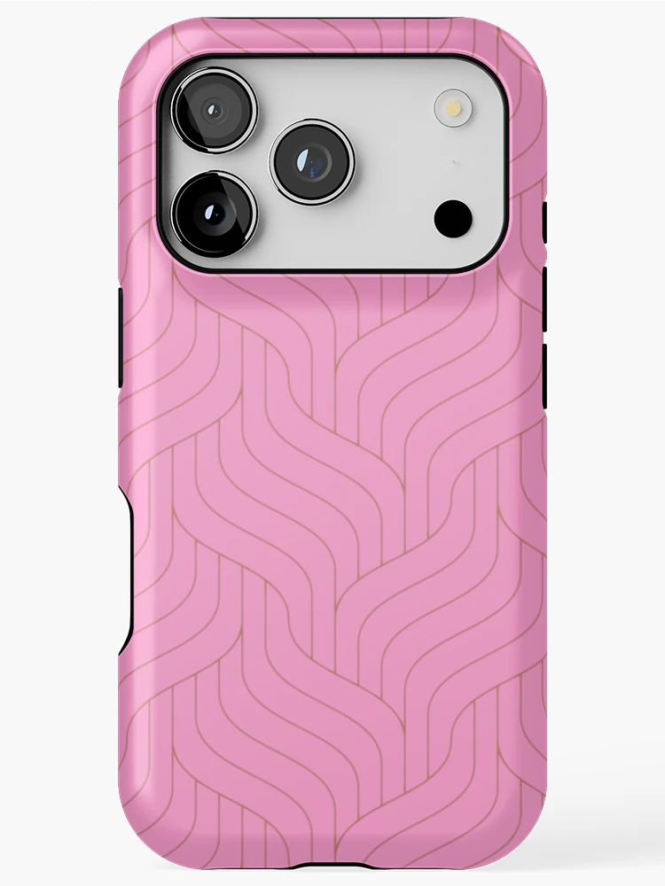 Thumbnail 1 of 4, iPhone Case, Pink Cable Knit Pattern- Pattern designed and sold by Lisa Thomas.