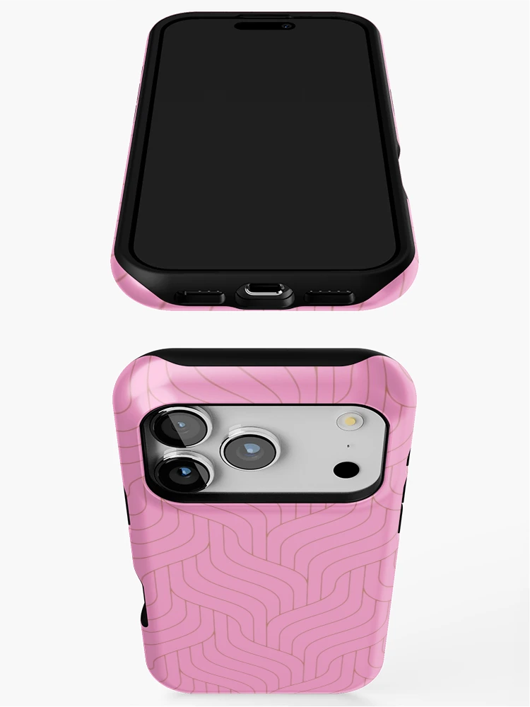 Thumbnail 3 of 4, iPhone Case, Pink Cable Knit Pattern- Pattern designed and sold by Lisa Thomas.