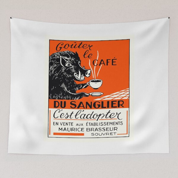 Item preview, Wild Boar Coffee Antique Belgian Vintage Poster designed and sold by retrographics.