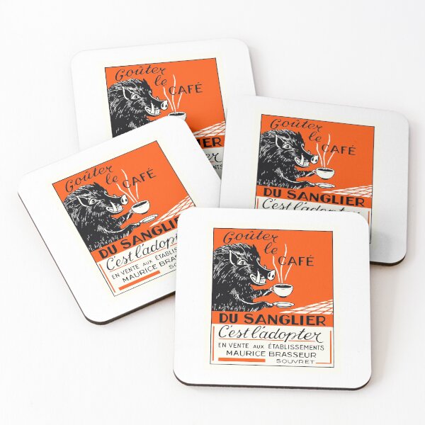 Item preview, Wild Boar Coffee Antique Belgian Vintage Poster designed and sold by retrographics.