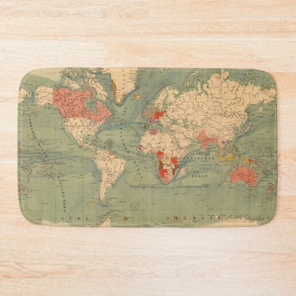Item preview, World map for an overview of the ocean currents and the European colonies (19th) designed and sold by ganje.