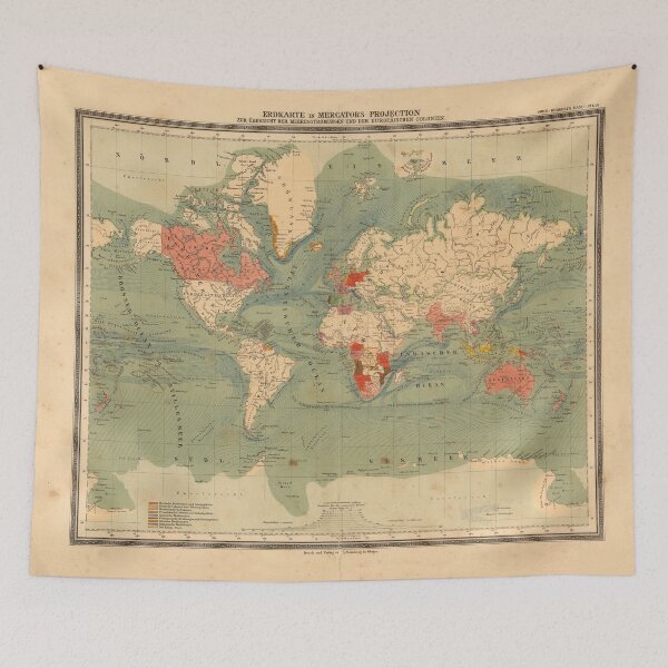 Item preview, World map for an overview of the ocean currents and the European colonies (19th) designed and sold by ganje.