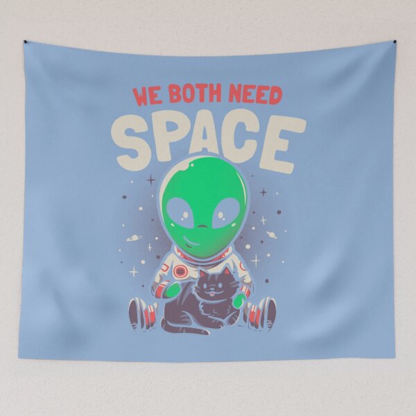 Item preview, Space We Both Need Space - Funny Cute Cat Alien Gift  designed and sold by KylieBrod.