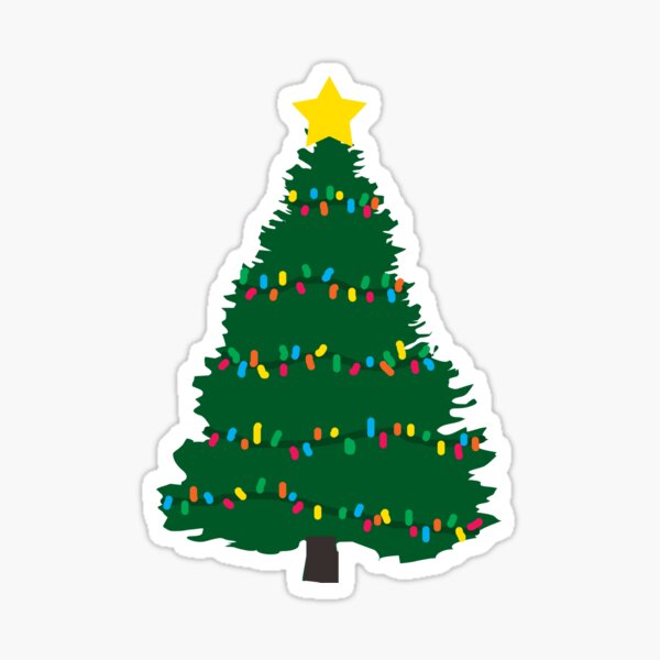 Christmas Tree Small or Large Sticky White Paper Stickers Labels 