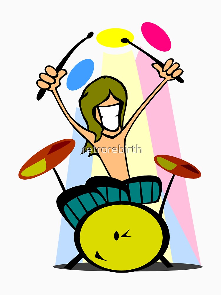 "Drummer Cartoon" T-shirt by retrorebirth | Redbubble