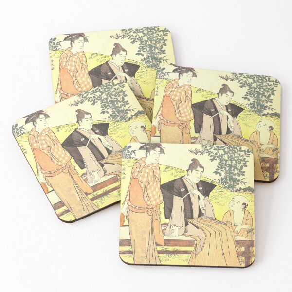 Item preview, Three Japanese people watching clover. Asian art designed and sold by natadol.