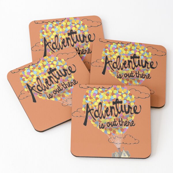 Up Adventure House Balloon Cartoon Coasters (Set of 4)