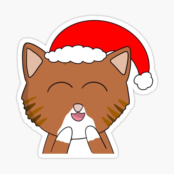 Tabby Cat Christmas Sticker