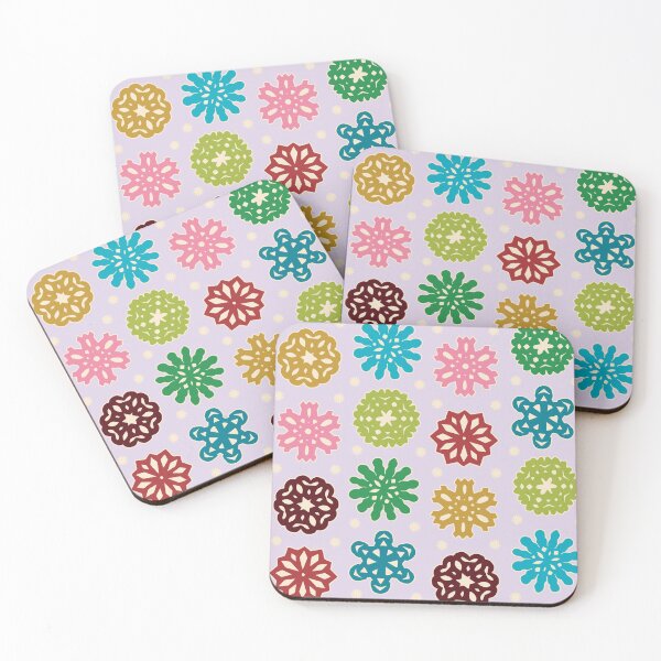 Item preview, “Let It Snow!” Festive Holiday Lavender Green Blue Red Snowflake Designer Print designed and sold by victoriabdesign.