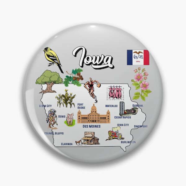 Item preview, illustrated Map of Iowa in US with the major Cities, symbols and attractions designed and sold by mashmosh.