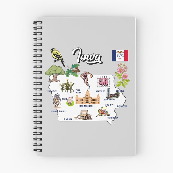 Item preview, illustrated Map of Iowa in US with the major Cities, symbols and attractions designed and sold by mashmosh.