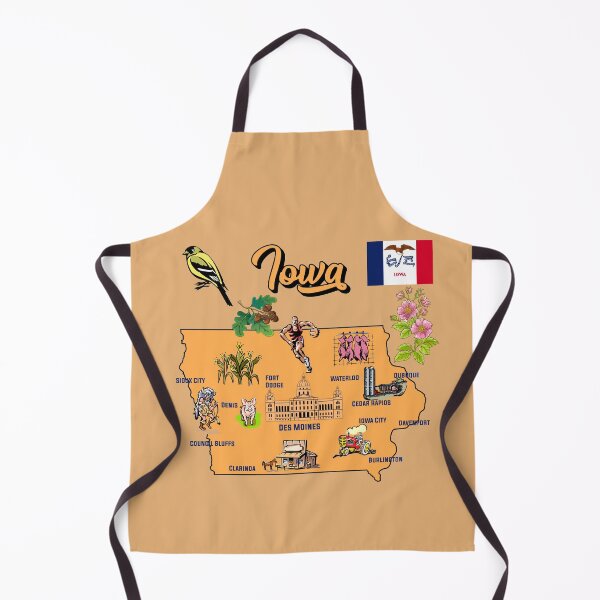 Item preview, Hand Drawn Illustration of Iowa state Map with Tourist Destinations, USA designed and sold by mashmosh.