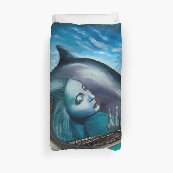 The Nereid, the Boat and the Delphine Duvet Cover