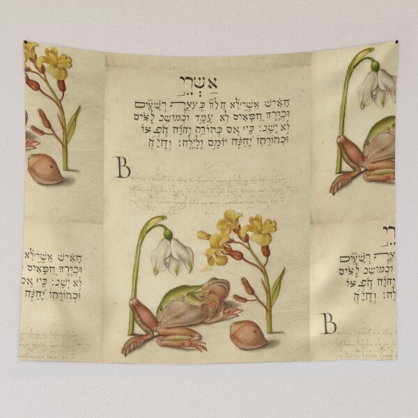 Item preview, Naturalist Manuscript: Flowers, Frog, and Calligraphy Illumination by Joris Hoefnagel designed and sold by Naturalist Prints.
