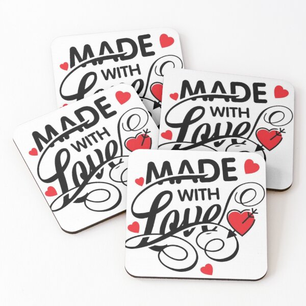 Item preview, Made With Love. Red Hearts and Black Letters Great Gifts For Those You Love. designed and sold by lduke47.