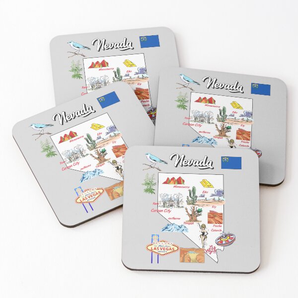Item preview, illustrated Map of Nevada in US with the major Cities, landmarks and symbols designed and sold by mashmosh.
