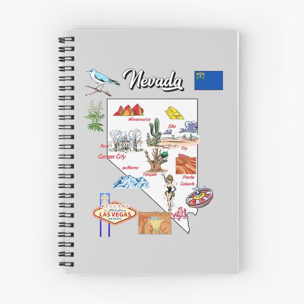 Item preview, illustrated Map of Nevada in US with the major Cities, landmarks and symbols designed and sold by mashmosh.