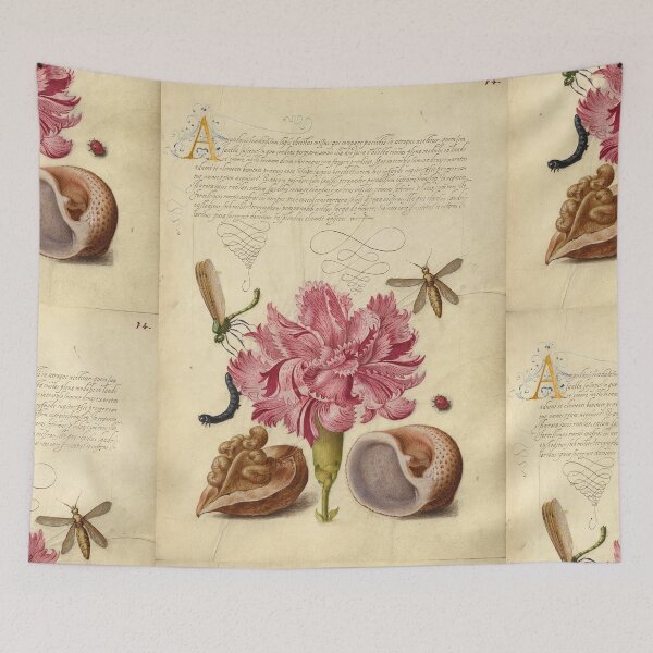 Item preview, Naturalist Manuscript Flowers, Insects, and Calligraphy Illumination by Joris Hoefnagel  designed and sold by Naturalist Prints.