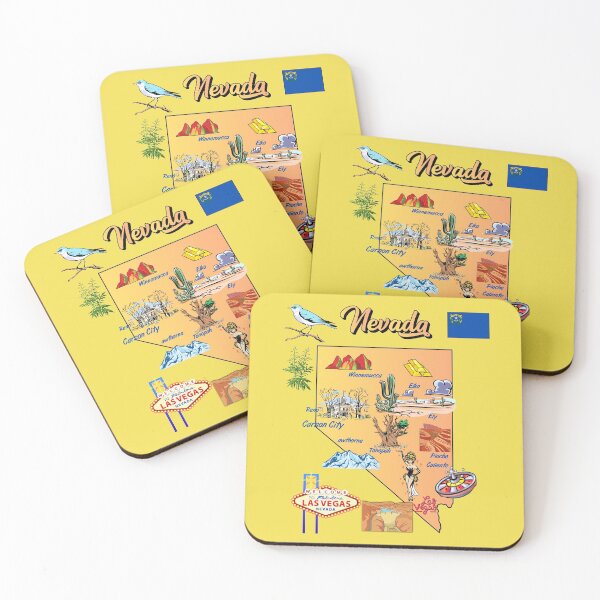 Item preview, Hand Drawn Illustration of Nevada state Map with Tourist Destinations, USA designed and sold by mashmosh.