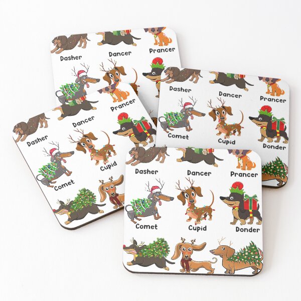 Item preview, Christmas Deer Dachshund Custom Dog Name Santa Hat Xmas Tree  designed and sold by DavidBenson47.