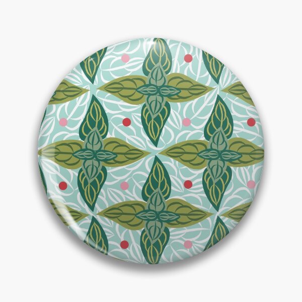 Item preview, “Sweet Basil Leaves Dotted” Festive Holiday Green Aqua Blue Red Pink Designer Print designed and sold by victoriabdesign.