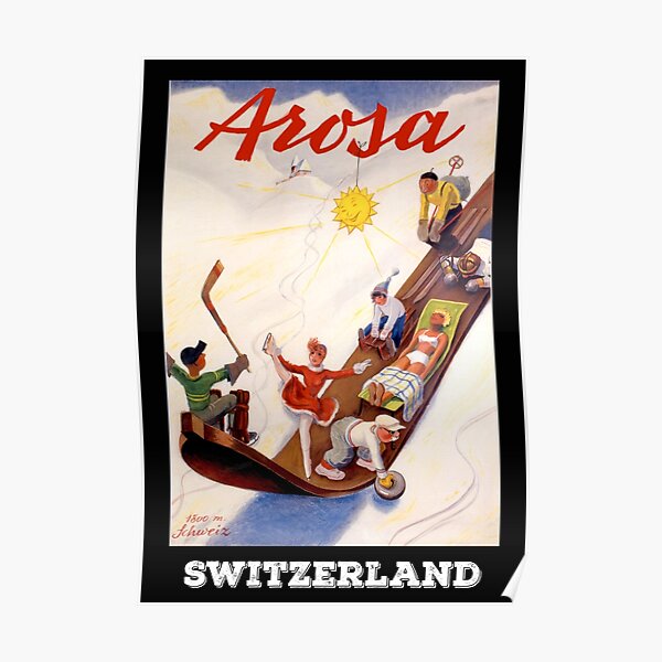 Arosa, Schweiz Vintage Reiseplakat Poster