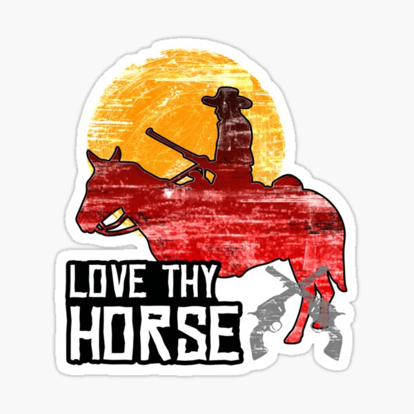Vista previa del artículo con la obra «Puesta de sol en caballo rojo - AMA A TU CABALLO, Redención del Oeste», diseñado y vendido por Gerdajadeshop.