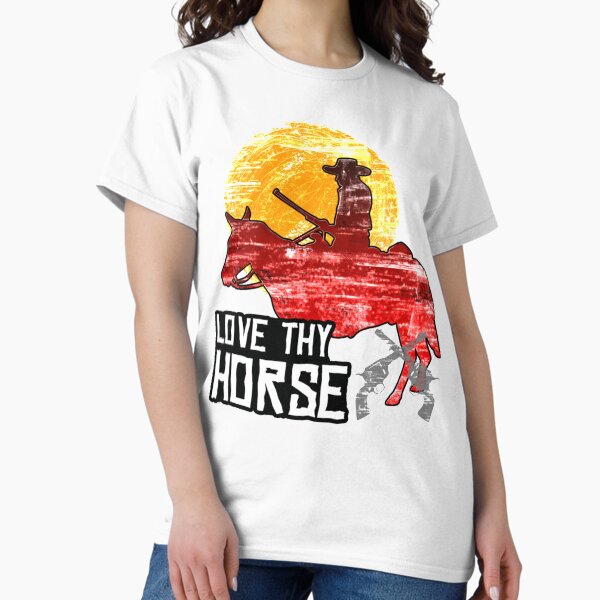 Vista previa del artículo con la obra «Puesta de sol en caballo rojo - AMA A TU CABALLO, Redención del Oeste», diseñado y vendido por Gerdajadeshop.