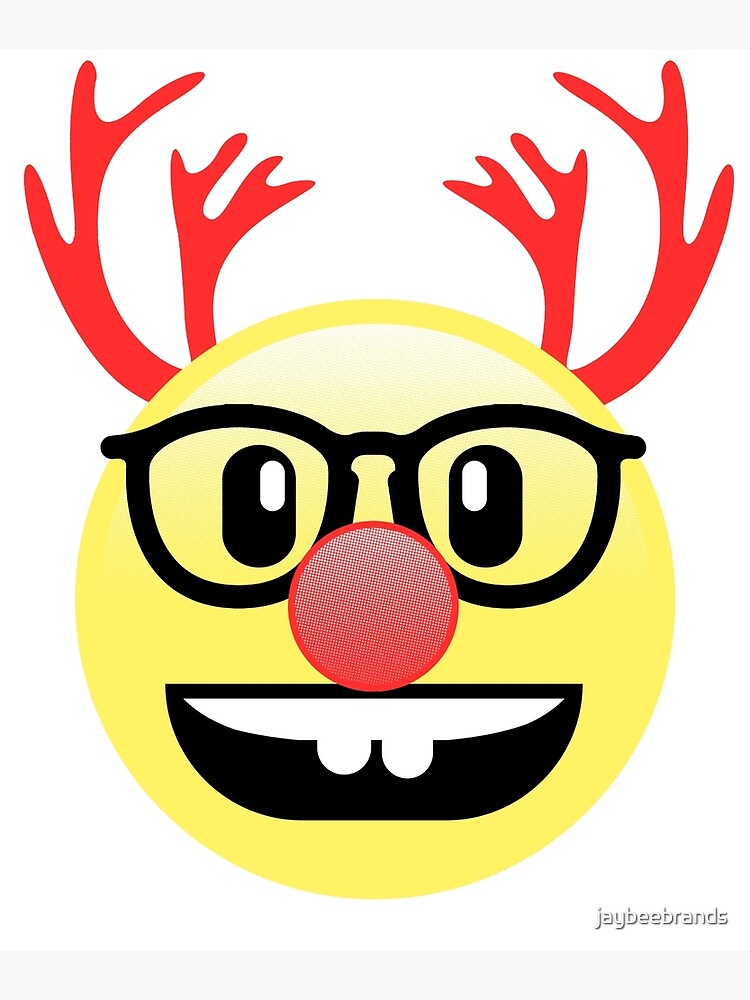 "Funny Christmas Emoji Reindeer T Shirt Rudolph Nose" Poster by jaybeebrands Redbubble