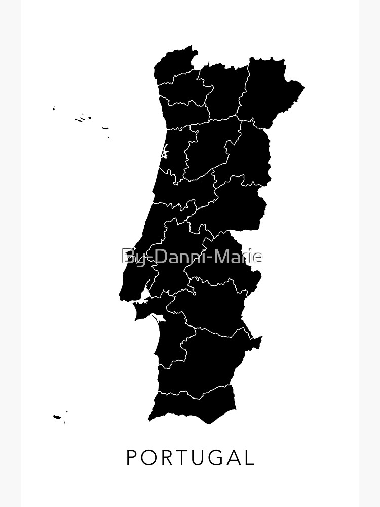 Map of Portugal Art Print Illustration North Central 