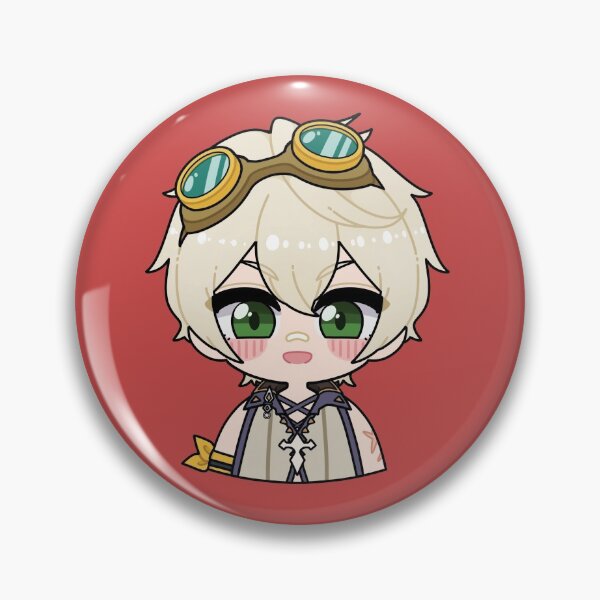 Item preview, Bennett chibi genshin impact pin button designed and sold by foxnyaan.